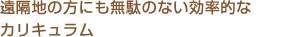遠隔地の方にも無駄のない効率的なカリキュラム